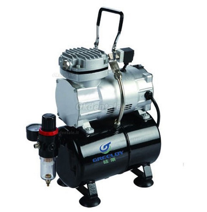 Greeloy® GW-106 1/5Hp 3 litri mini compressore senza olio con recipiente d'aria
